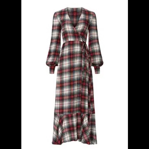 Petersyn Plaid Salal Wrap Dress Tillery XS Extra Small NEW NWT REG $299 - Picture 3 of 5